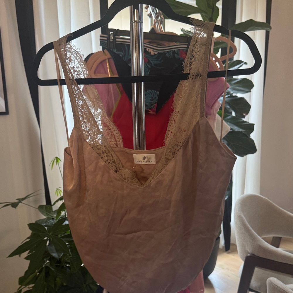 Silk Lace Trim Cami Top